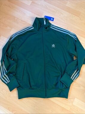 adidas Dark Green Track Jacket with green Stripes